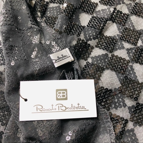 Renato Balestra 90s Sheer Sequins Black Lace Scarf - Picture 4 of 10
